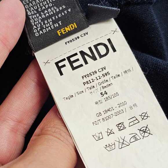 Fendi Mens Long Sleeve Polo Henley Shirt Size 54 US XXL Navy Collared Logo - Picture 14 of 15